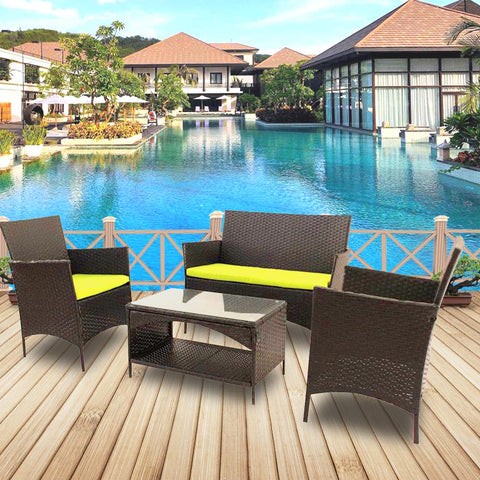 4pcs Patio Outdoor Rattan Furniture For Garden Backyard For Patio Balconies Apartment Terrace Breakfast Nooks