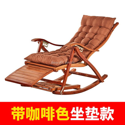 Recliner Rocking Chair Adult Folding Lunch Break Easy  Living Room Napping Bed Home Balcony Leisure Old Bamboo