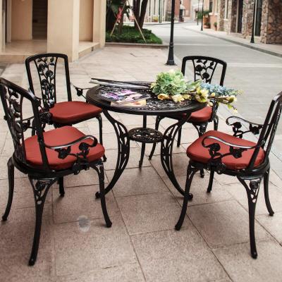 5-piece anti-rust cast aluminum outdoor indoor use  poolside balcony furniture dining set with rose design