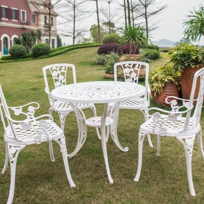 5-piece anti-rust cast aluminum outdoor indoor use  poolside balcony furniture dining set with rose design
