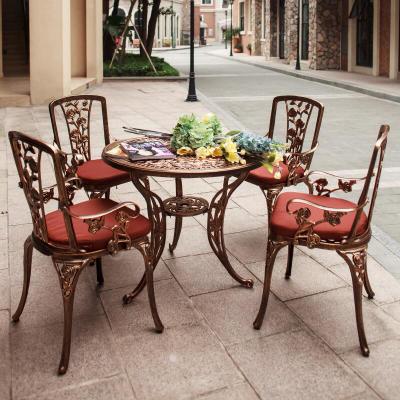 5-piece anti-rust cast aluminum outdoor indoor use  poolside balcony furniture dining set with rose design
