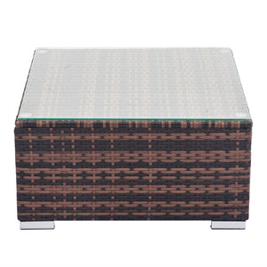 Fully Equipped Weaving Rattan Gradient-CoffeeTable Set Brown Balcony Coffee  Sofa Outdoor Furniture Sets 65 x 65 x 32cm