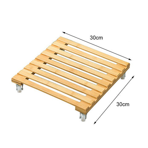 Plant Flower Pot Removable Tray With Roller Pulley Universal Wheel Wooden Bamboo Large Flower Pot Base Home Garden Accessorise