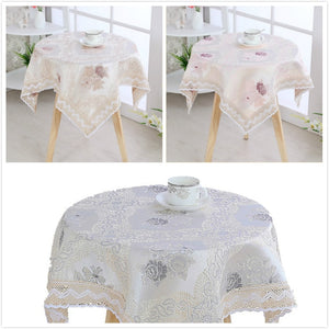 Damask Embroidered Fabric European Tablecloth Balcony Round Table Cloth Placemat Furniture Square Tablecloths Mantel Ganchillo