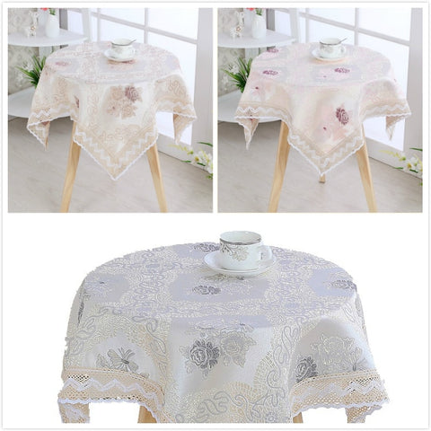 Damask Embroidered Fabric European Tablecloth Balcony Round Table Cloth Placemat Furniture Square Tablecloths Mantel Ganchillo