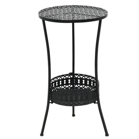 Bistro Table Vintage Style Round Metal 40x70 cm Black Table Leisure Set Antique Look for Balcony Garden Patio Tables Outdoor