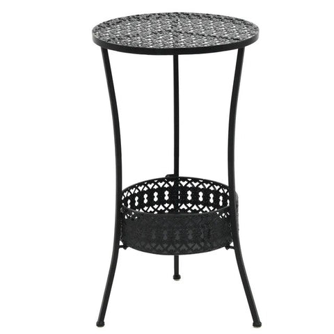 Bistro Table Vintage Style Round Metal 40x70 cm Black Table Leisure Set Antique Look for Balcony Garden Patio Tables Outdoor