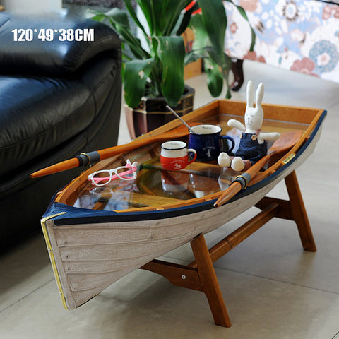 Mediterranean Boat Shape Table Picnic Outdoor Garden Desk Unfoldable Balcony Coffee Table Tea tables Furniture Decorat Creative