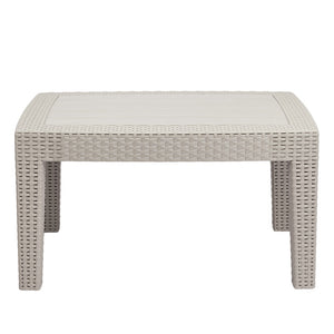 Outdoor Rectangular Coffee Table Weather Resistant Patio Garden Balcony Lounge Coffee Table Urban Design Gray White - US Stock